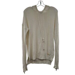 Michael Kors Women's Hooded Sweater Long Sleeve Zip Cuff Cream Size Medium